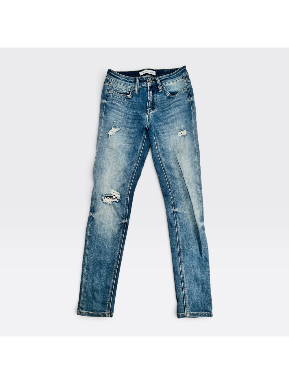 Flying Monkey Distressed Skinny Jeans Womens 24 Medium Wash Y2767 Mid Rise